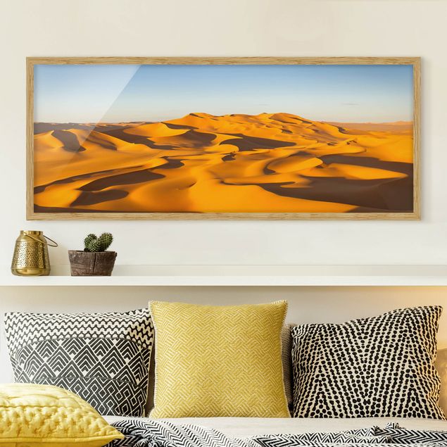Bild mit Rahmen - Murzuq Desert In Libya - Panorama Querformat