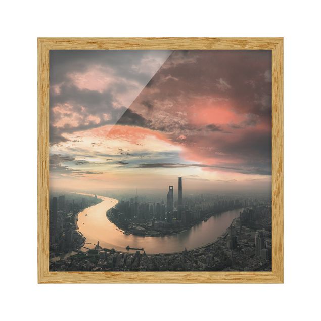 Bild mit Rahmen - Shanghai am Morgen - Quadrat 1:1