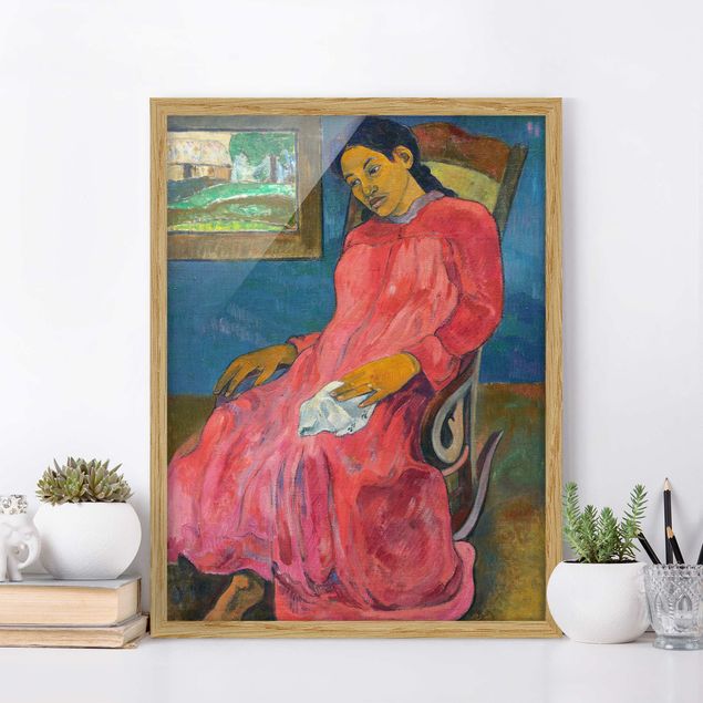 Bild mit Rahmen - Paul Gauguin - Melancholikerin - Hochformat 3:4