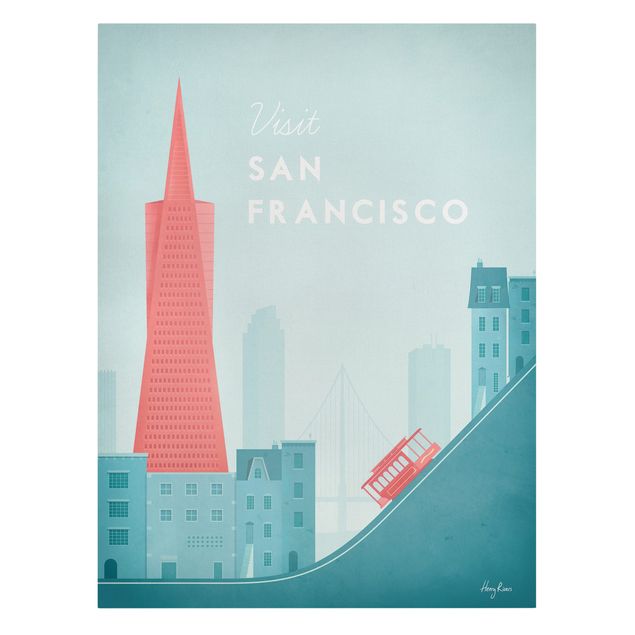 Leinwandbild - Reiseposter - San Francisco - Hochformat 4:3