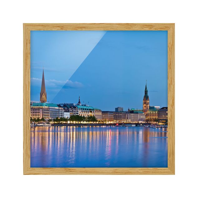 Bild mit Rahmen - Hamburg Skyline - Quadrat 1:1