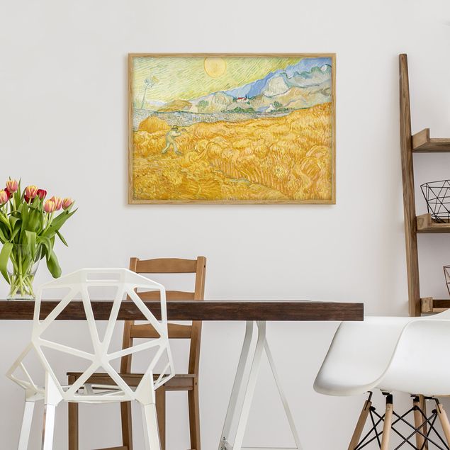 Bild mit Rahmen - Vincent van Gogh - Kornfeld mit Schnitter - Querformat 3:4