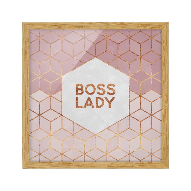 Bild mit Rahmen - Boss Lady Sechsecke Rosa - Quadrat 1:1