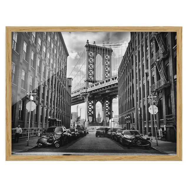 Bild mit Rahmen - Manhattan Bridge in America - Querformat 3:4
