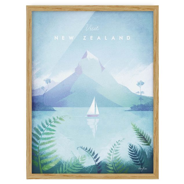 Bild mit Rahmen - Reiseposter - Neuseeland - Hochformat 4:3