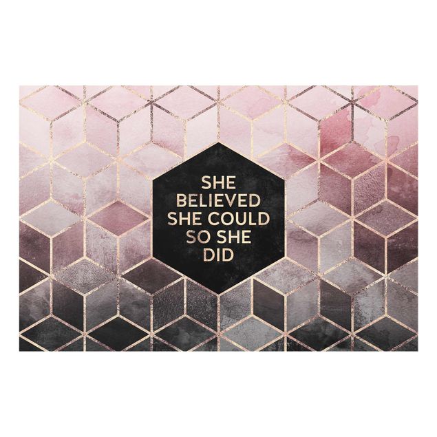 Glasbild - She Believed She Could Rosé Gold - Querformat 2:3