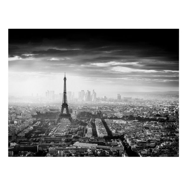 Leinwandbild - Der Eiffelturm von Oben Schwarz-weiß - Querformat 3:4