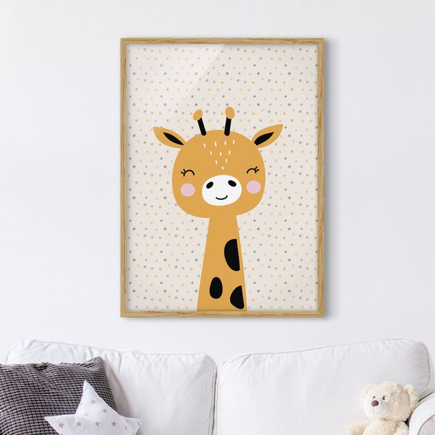 Bild mit Rahmen - Baby Giraffe - Hochformat 3:4