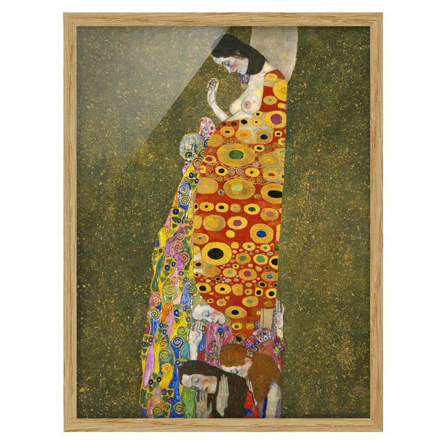 Bild mit Rahmen - Gustav Klimt - Die Hoffnung II - Hochformat 3:4