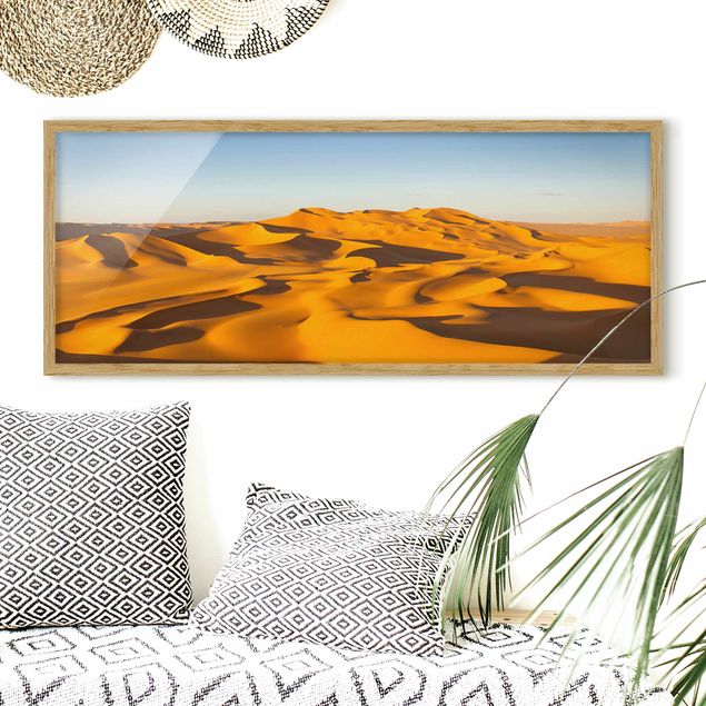 Bild mit Rahmen - Murzuq Desert In Libya - Panorama Querformat