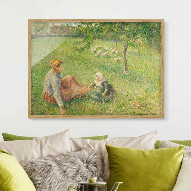 Bild mit Rahmen - Camille Pissarro - Gänsehirtin - Querformat 3:4