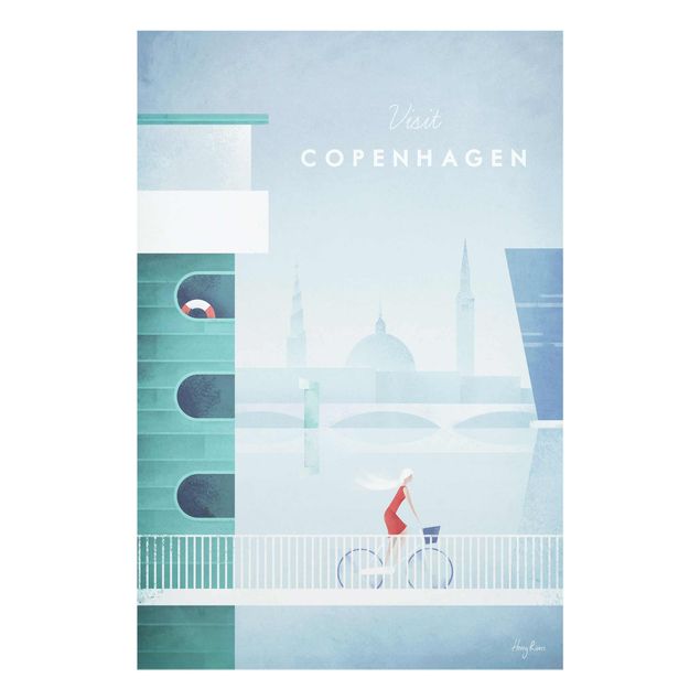 Glasbild - Reiseposter - Kopenhagen - Hochformat 3:2