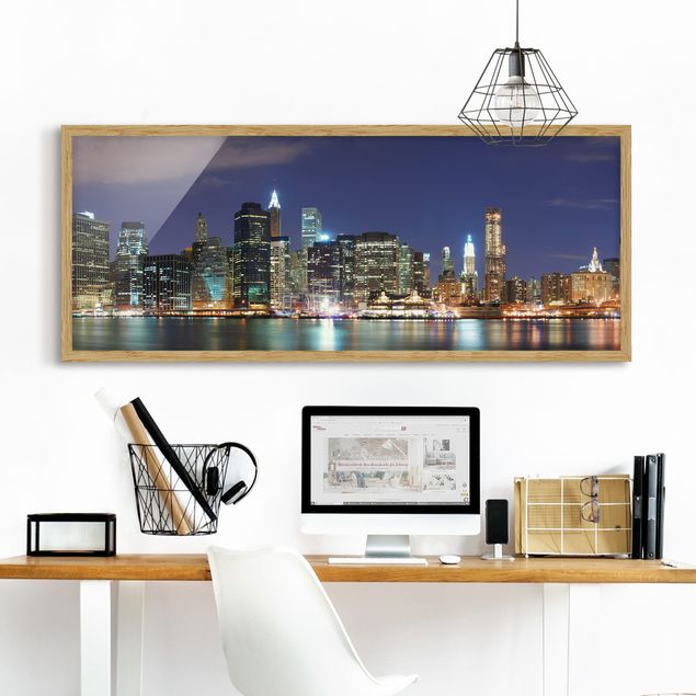 Bild mit Rahmen - Manhattan in New York City - Panorama Querformat