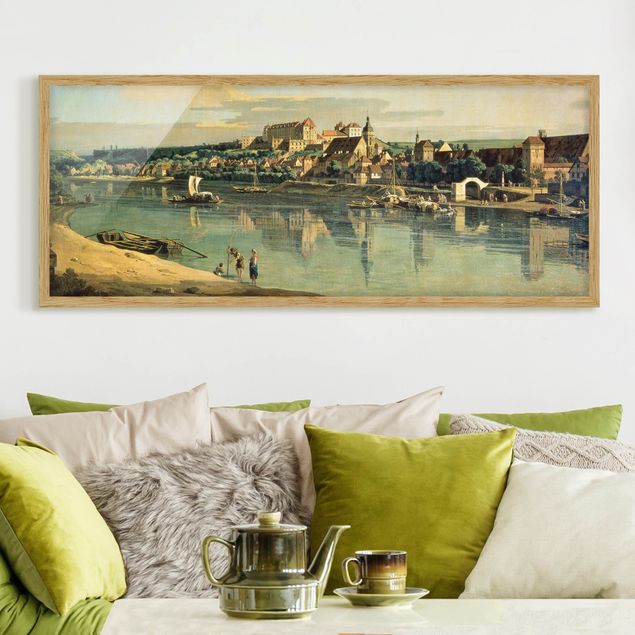 Bild mit Rahmen - Bernardo Bellotto - Blick auf Pirna - Panorama Querformat