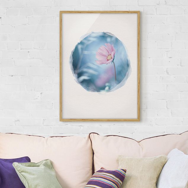 Bild mit Rahmen - Wasserfarben - Blüte in Pastell - Hochformat 4:3