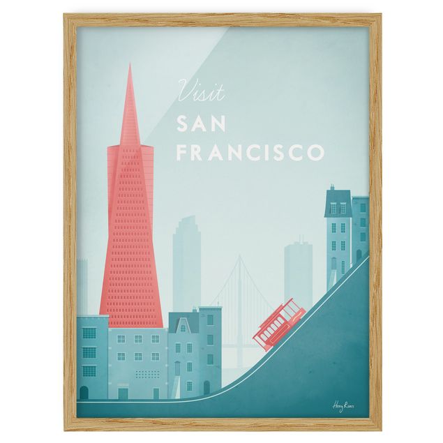 Bild mit Rahmen - Reiseposter - San Francisco - Hochformat 4:3