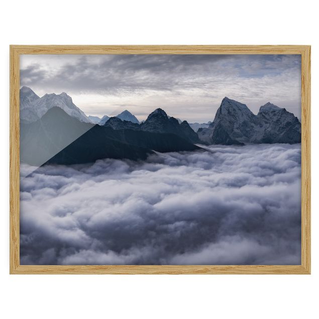 Bild mit Rahmen - Wolkenmeer im Himalaya - Querformat 3:4