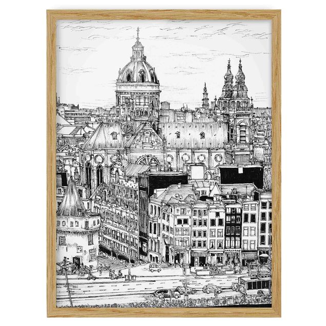 Bild mit Rahmen - Stadtstudie - Altstadt - Hochformat 4:3