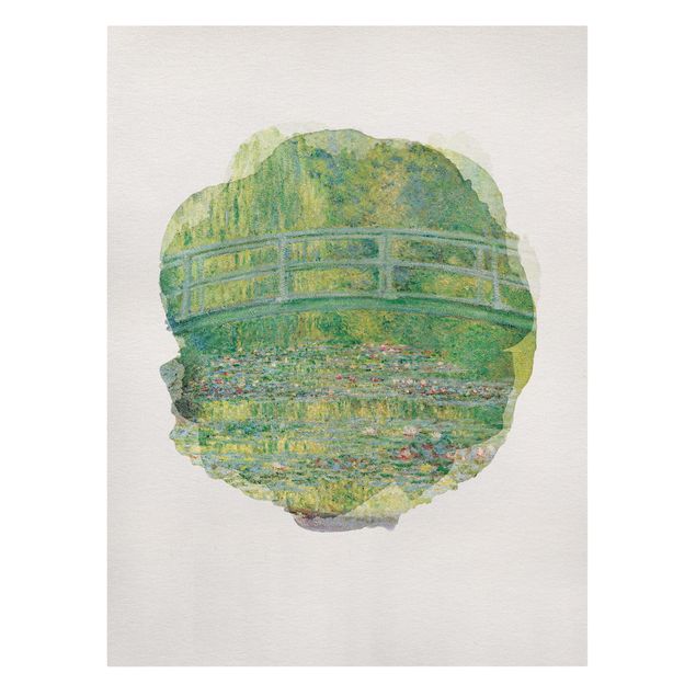 Leinwandbild - Wasserfarben - Claude Monet - Japanische Brücke - Hochformat 4:3