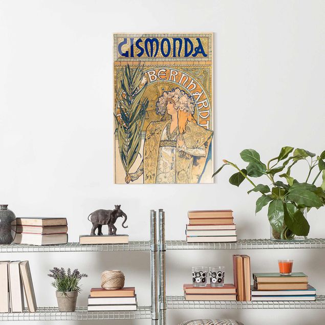 Glas Magnetboard Alfons Mucha - Plakat für Theaterstück Gismonda