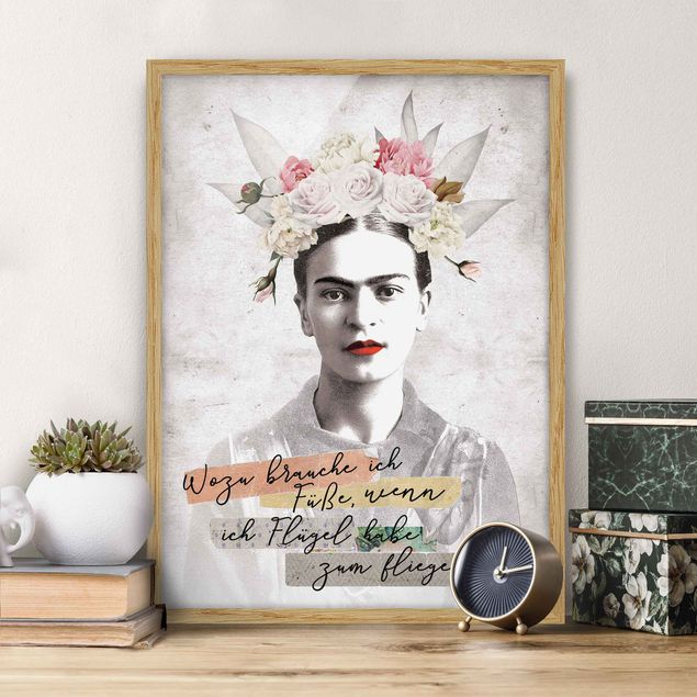 Bild mit Rahmen - Frida Kahlo - Zitat - Hochformat 4:3