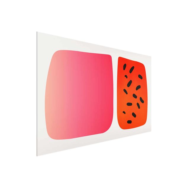 Glasbild - Abstrakte Formen - Melone und Rosa - Querformat 2:3
