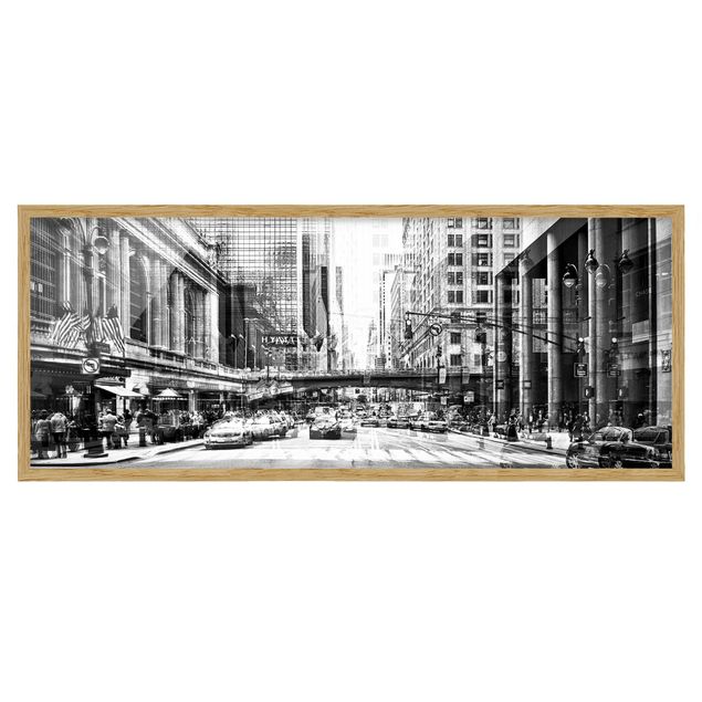 Bild mit Rahmen - NYC Urban schwarz-weiß - Panorama Querformat