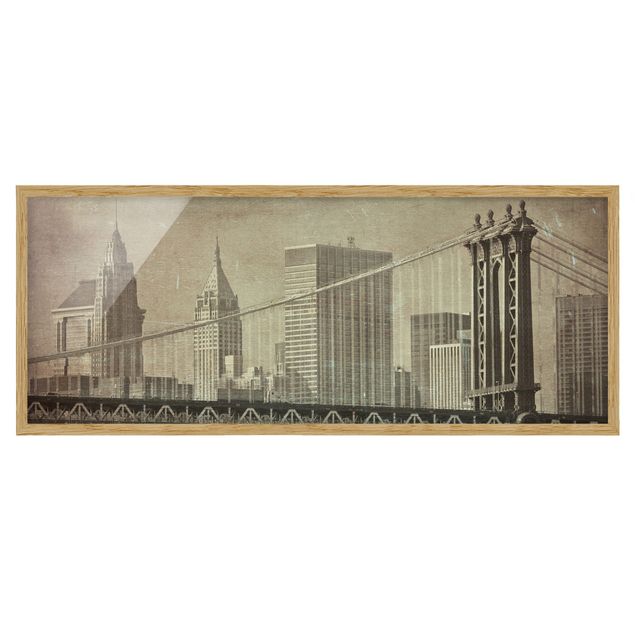 Bild mit Rahmen - Vintage New York City - Panorama Querformat