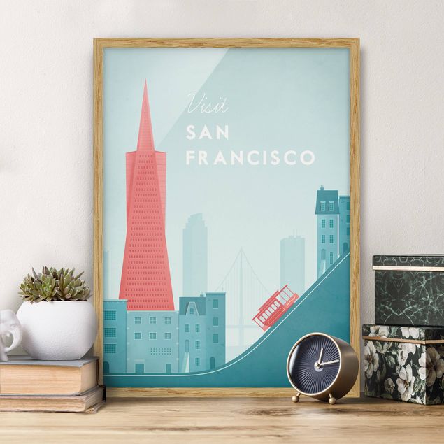 Bild mit Rahmen - Reiseposter - San Francisco - Hochformat 4:3