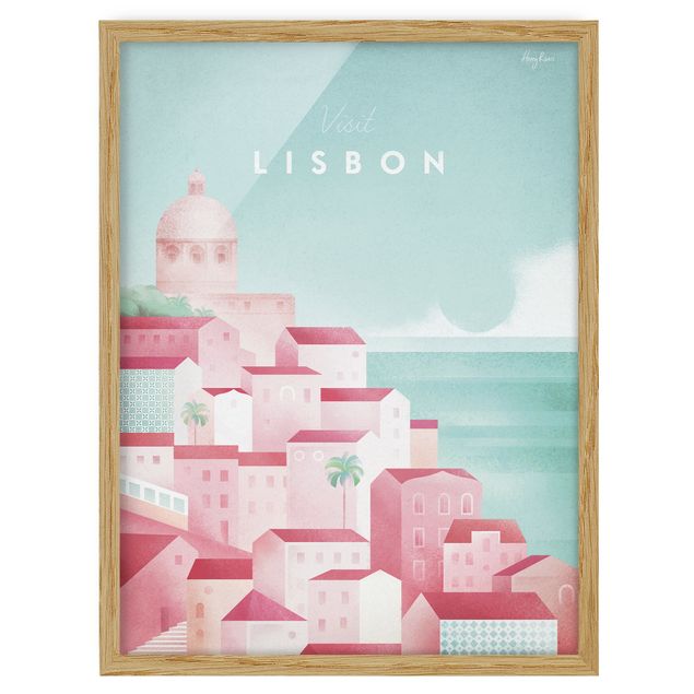 Bild mit Rahmen - Reiseposter - Lissabon - Hochformat 4:3