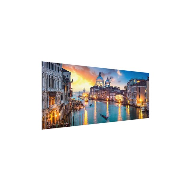 Glasbild - Sunset in Venice - Panorama