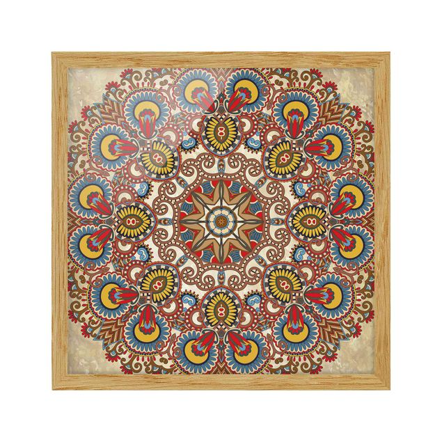 Bild mit Rahmen - Farbiges Mandala - Quadrat 1:1