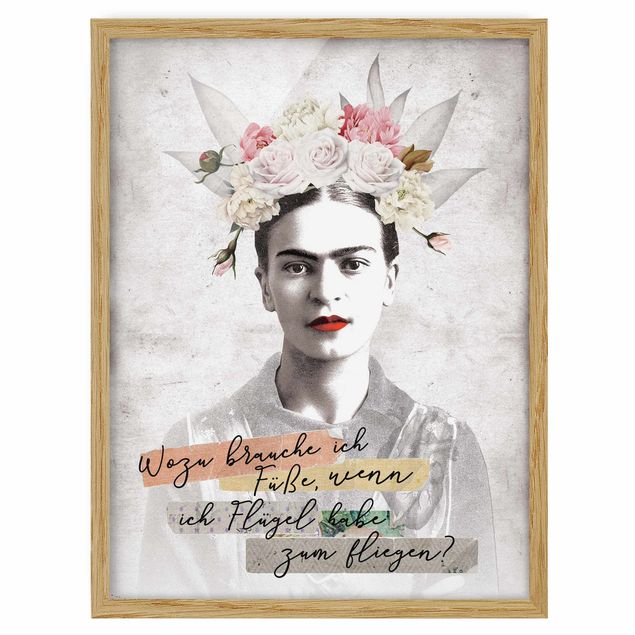 Bild mit Rahmen - Frida Kahlo - Zitat - Hochformat 4:3