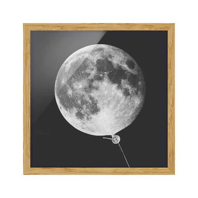 Bild mit Rahmen - Jonas Loose - Luftballon mit Mond - Quadrat 1:1