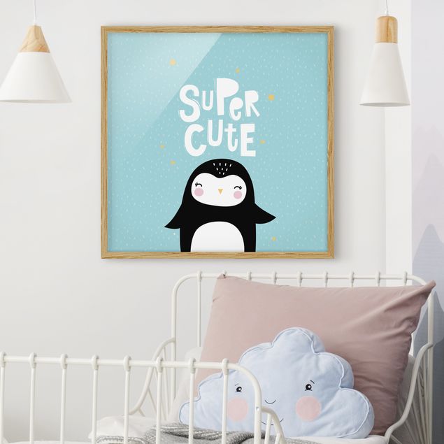 Bild mit Rahmen - Super Cute Pinguin - Quadrat 1:1