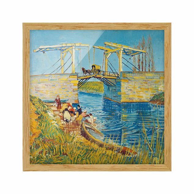Bild mit Rahmen - Vincent van Gogh - Zugbrücke in Arles - Quadrat 1:1