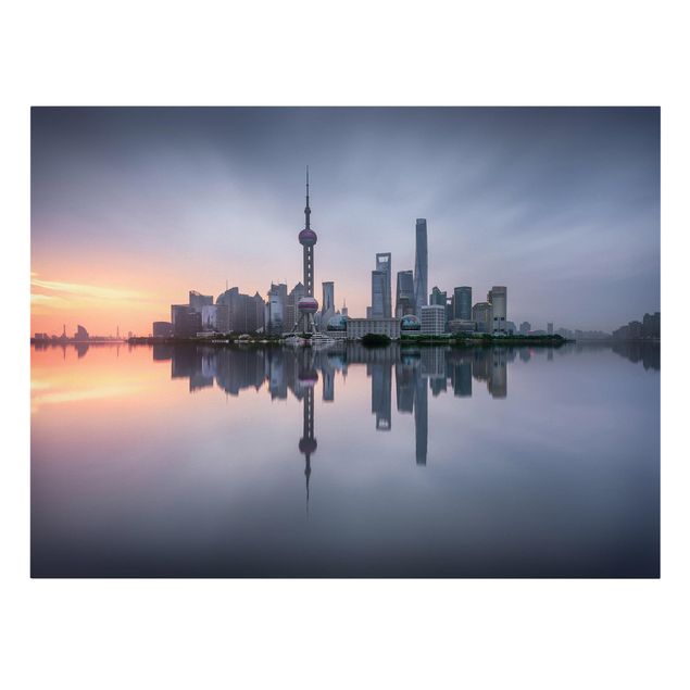 Leinwandbild - Shanghai Skyline Morgenstimmung - Querformat 3:4
