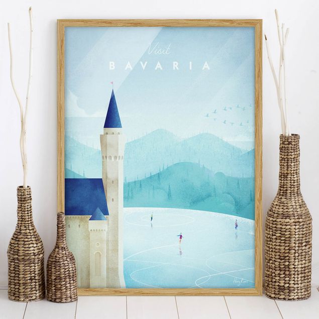 Bild mit Rahmen - Reiseposter - Bavaria - Hochformat 4:3