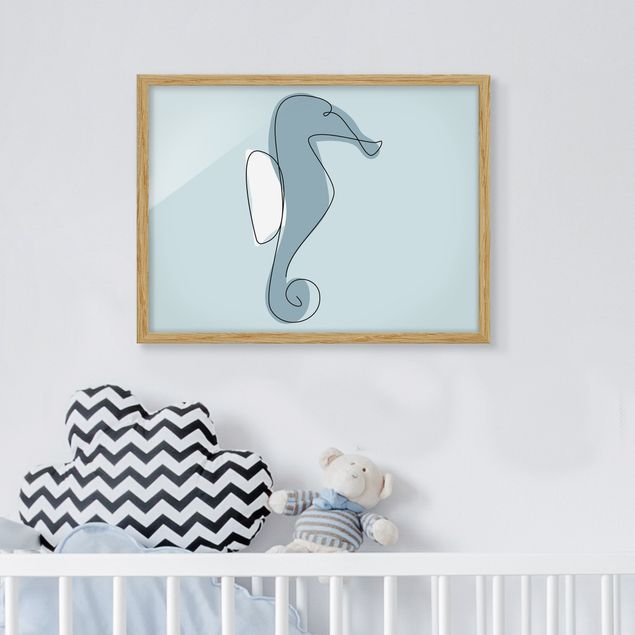 Bild mit Rahmen - Seepferdchen Line Art - Querformat 3:4