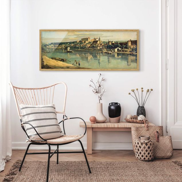 Bild mit Rahmen - Bernardo Bellotto - Blick auf Pirna - Panorama Querformat