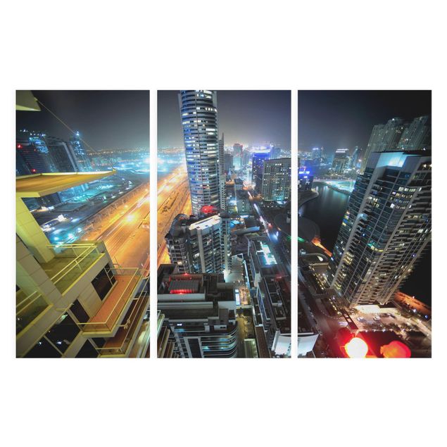 Leinwandbild 3-teilig - Dubai Lights - Hoch 1:2