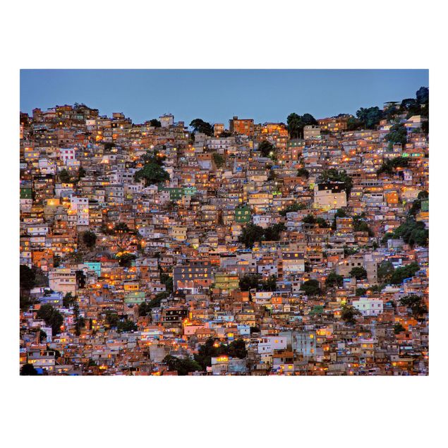 Leinwandbild - Rio de Janeiro Favela Sonnenuntergang - Querformat 3:4