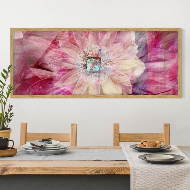 Bild mit Rahmen - Grunge Flower - Panorama Querformat