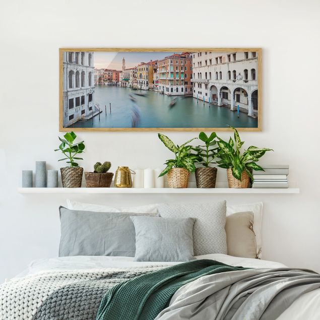 Bild mit Rahmen - Canale Grande Blick von der Rialtobrücke Venedig - Panorama Querformat