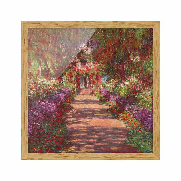 Bild mit Rahmen - Claude Monet - Weg in Monets Garten in Giverny - Quadrat 1:1