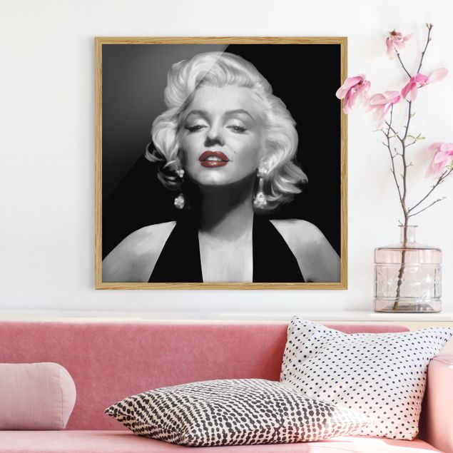 Bild mit Rahmen - Marilyn mit roten Lippen - Quadrat 1:1