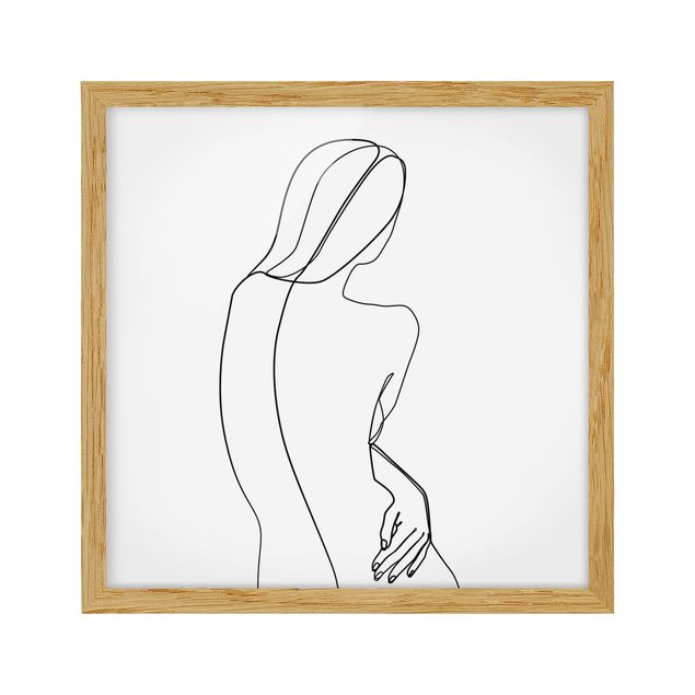 Bild mit Rahmen - Line Art Rücken Frau Schwarz Weiß - Quadrat 1:1