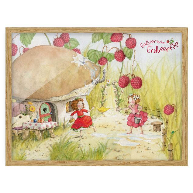 Bild mit Rahmen - Erdbeerinchen Erdbeerfee - Unter dem Himbeerstrauch - Querformat 3:4