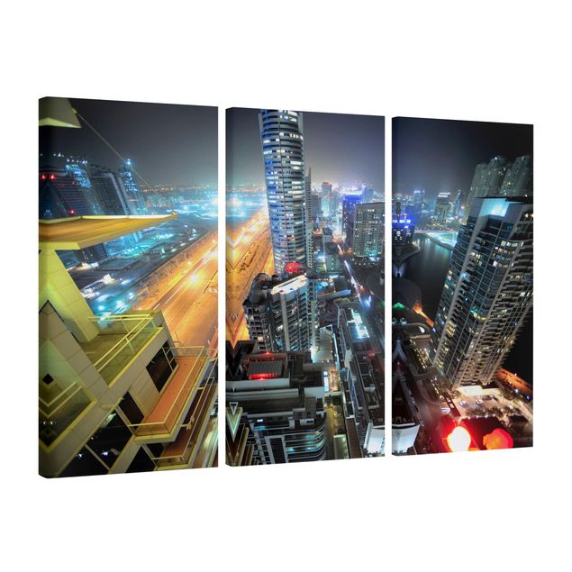 Leinwandbild 3-teilig - Dubai Lights - Hoch 1:2