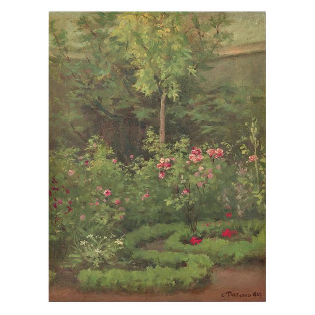 Leinwandbild - Camille Pissarro - Ein Rosengarten - Hochformat 4:3